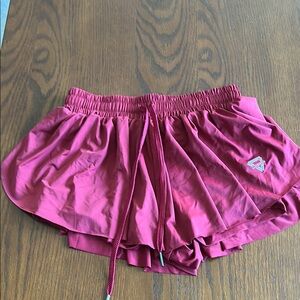 Luogongzi Women's Maroon Athletic 2 and 1 Flowy Running Shorts
